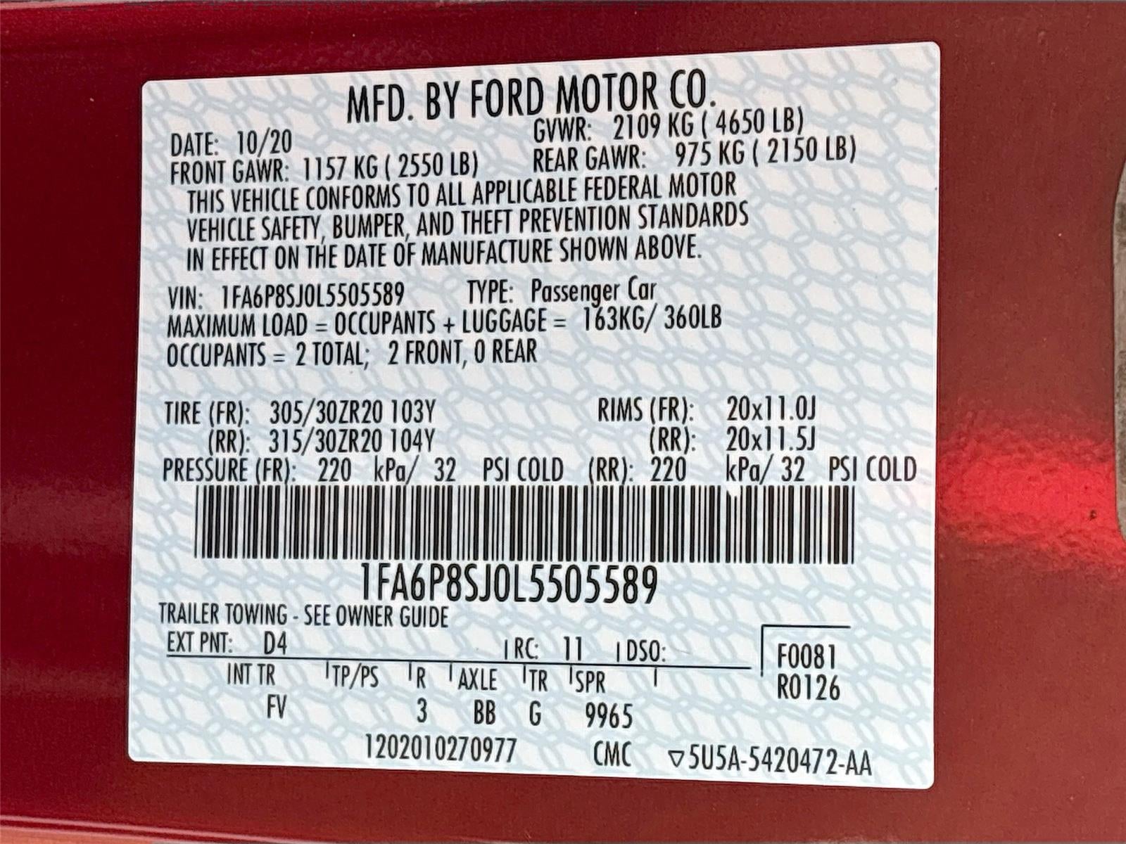 2020 Ford Mustang Shelby GT500