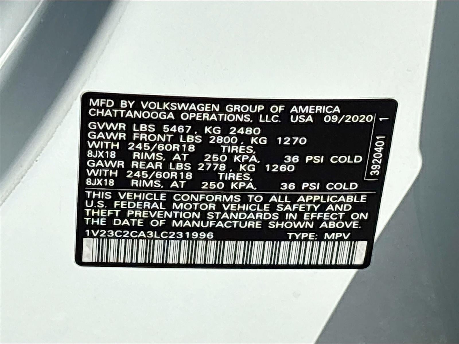 2020 Volkswagen Atlas Cross Sport 2.0T SE