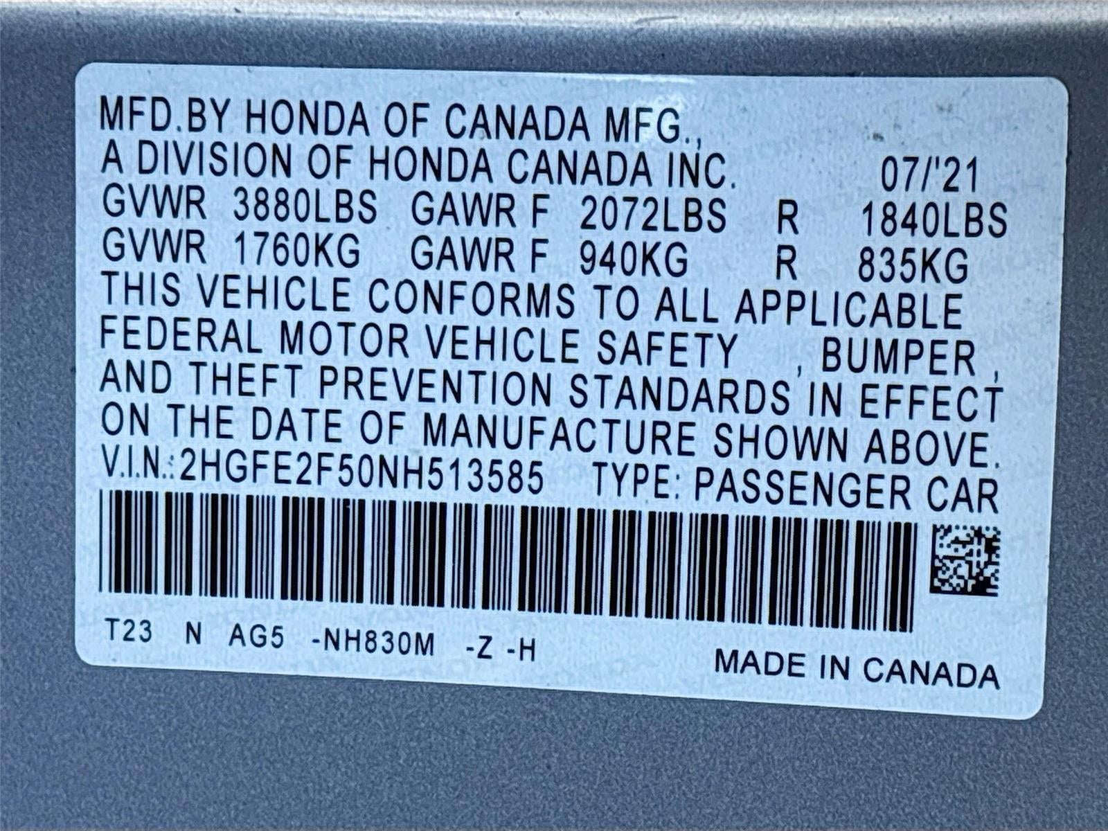 2022 Honda Civic Sport