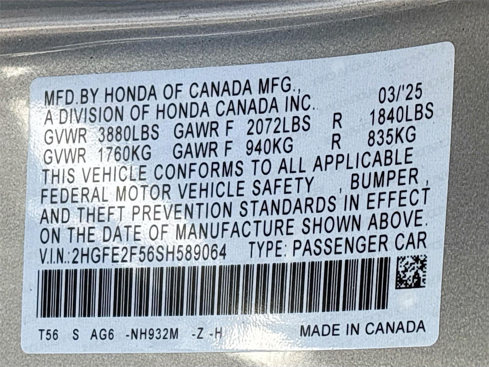 2025 Honda Civic Sedan Sport