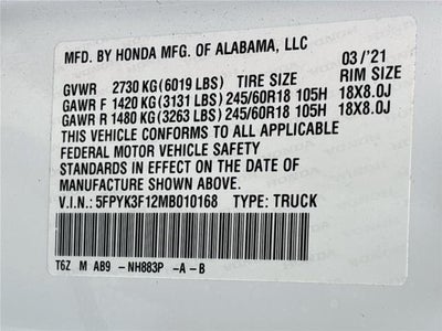 2021 Honda Ridgeline Sport