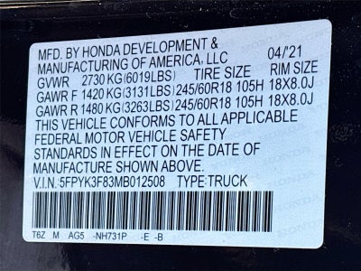 2021 Honda Ridgeline Black Edition