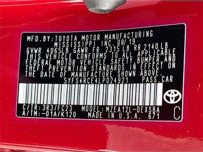 2020 Toyota Corolla SE