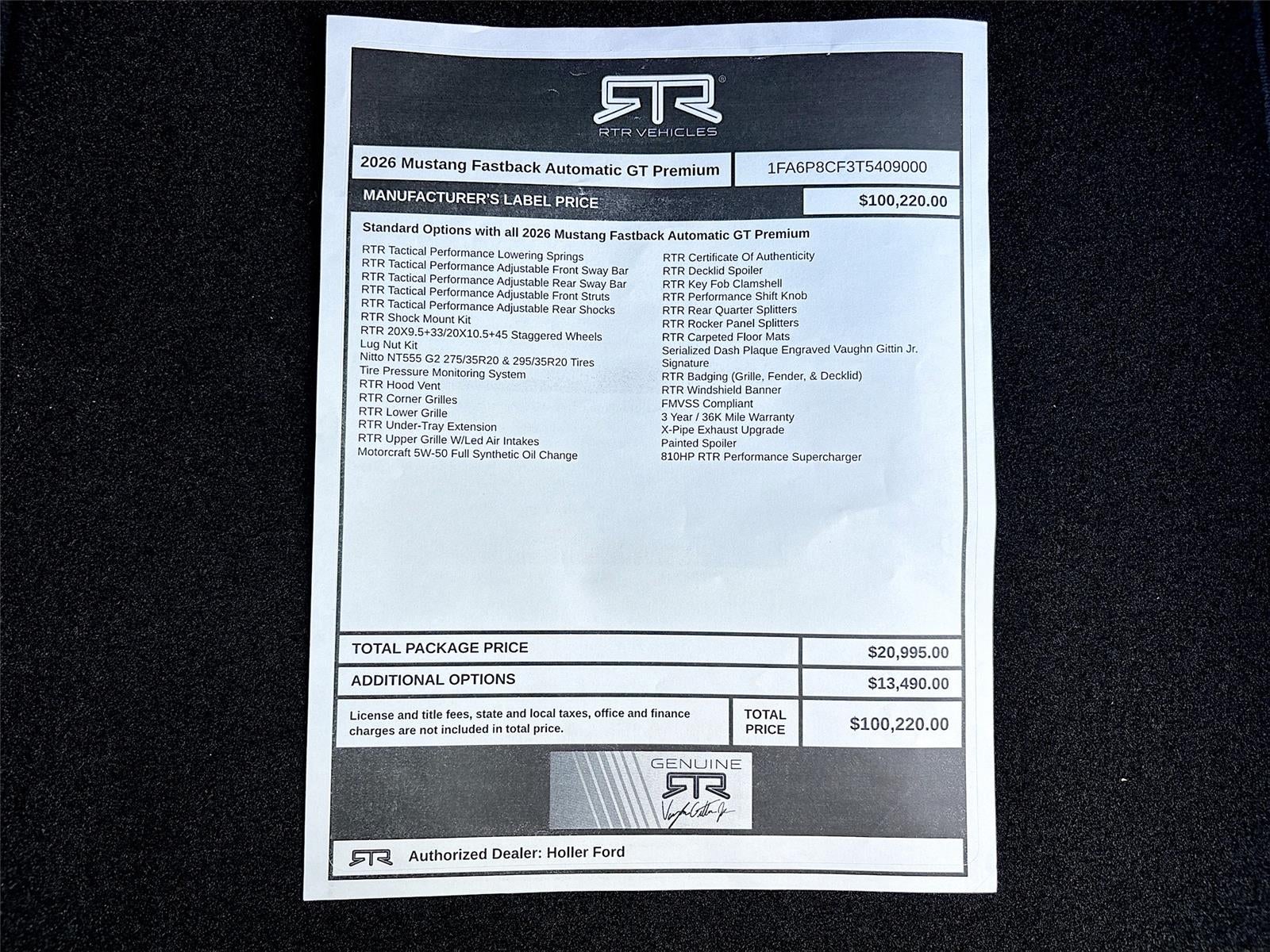 2026 Ford Mustang GT Premium RTR Spec 3