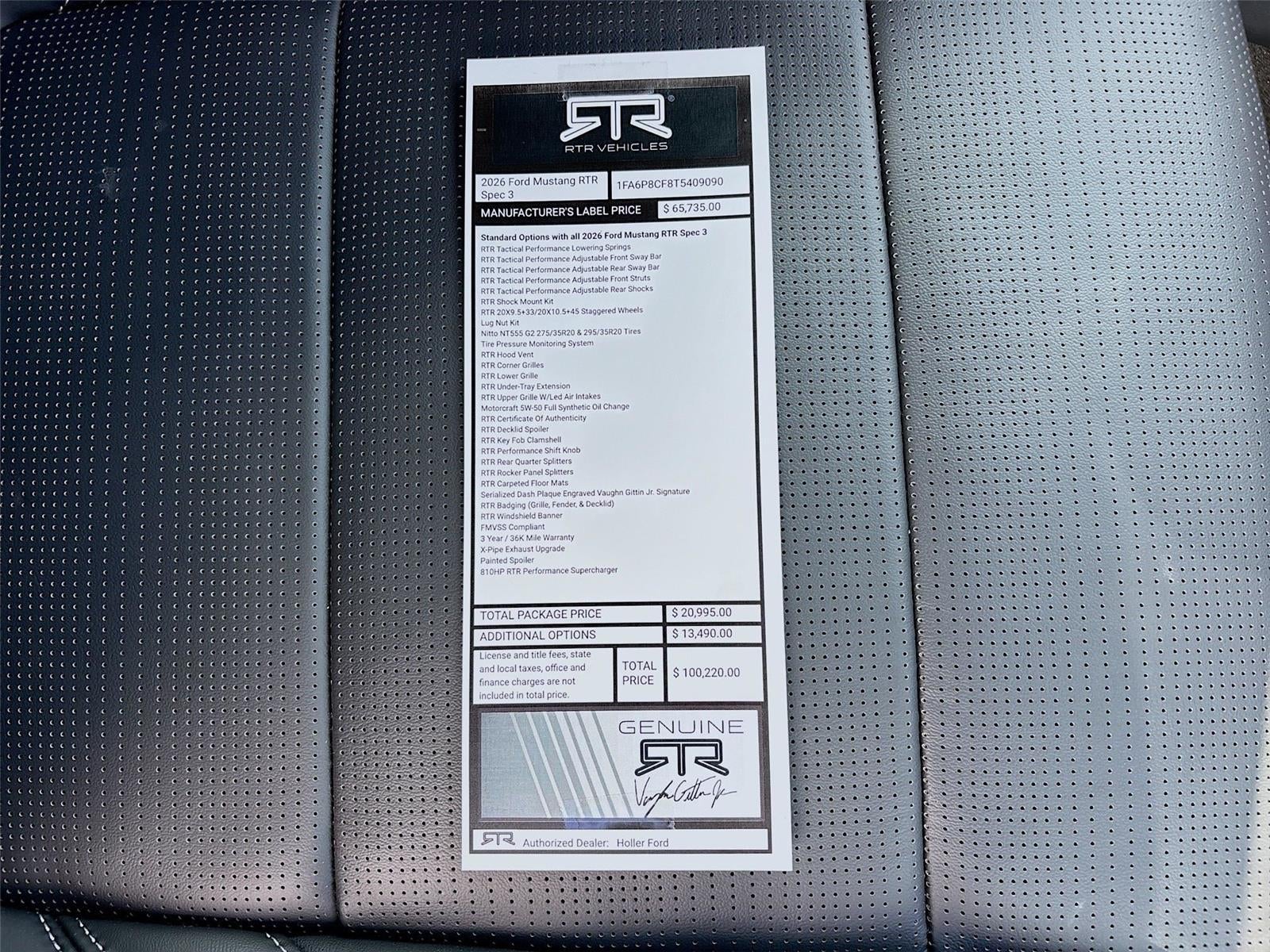 2026 Ford Mustang GT Premium RTR Spec 3