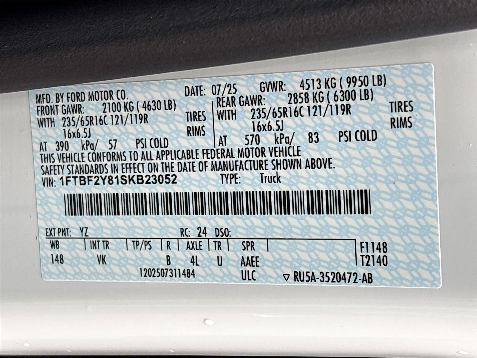 2025 Ford Transit Cargo Van T-350 148" Low Rf 9950 GVWR AWD