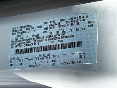 2025 Ford Transit Cargo Van T-250 148" Med Rf 9070 GVWR RWD