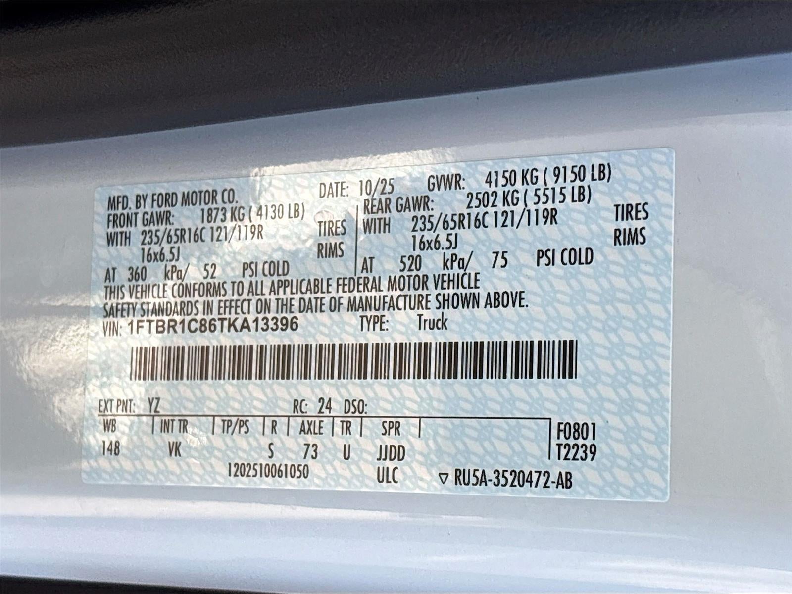 2026 Ford Transit Cargo Van T-250 148" Med Rf 9150 GVWR RWD