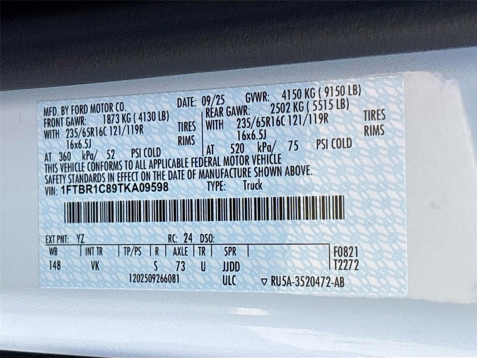 2026 Ford Transit Cargo Van T-250 148" Med Rf 9150 GVWR RWD