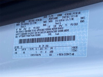 2026 Ford Transit Cargo Van T-250 130" Low Rf 9150 GVWR RWD