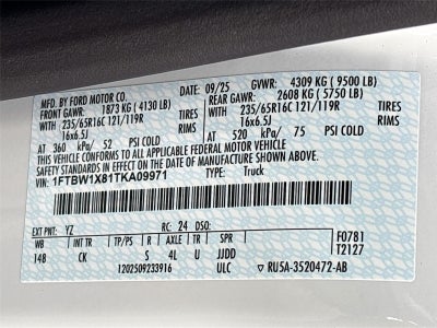 2026 Ford Transit Cargo Van T-350 148" Hi Rf 9500 GVWR RWD