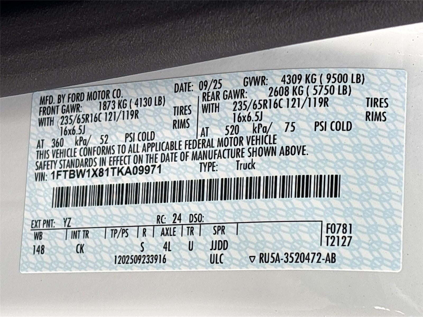 2026 Ford Transit Cargo Van T-350 148" Hi Rf 9500 GVWR RWD