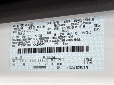 2026 Ford Transit Cargo Van T-350 130" Low Rf 9500 GVWR RWD