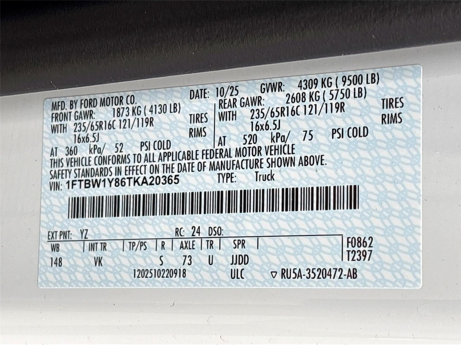 2026 Ford Transit Cargo Van T-350 130" Low Rf 9500 GVWR RWD