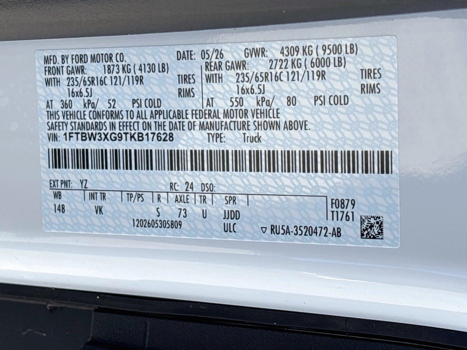 2026 Ford Transit Cargo Van T-350 148" EL HI RF 9500 GVWR RWD