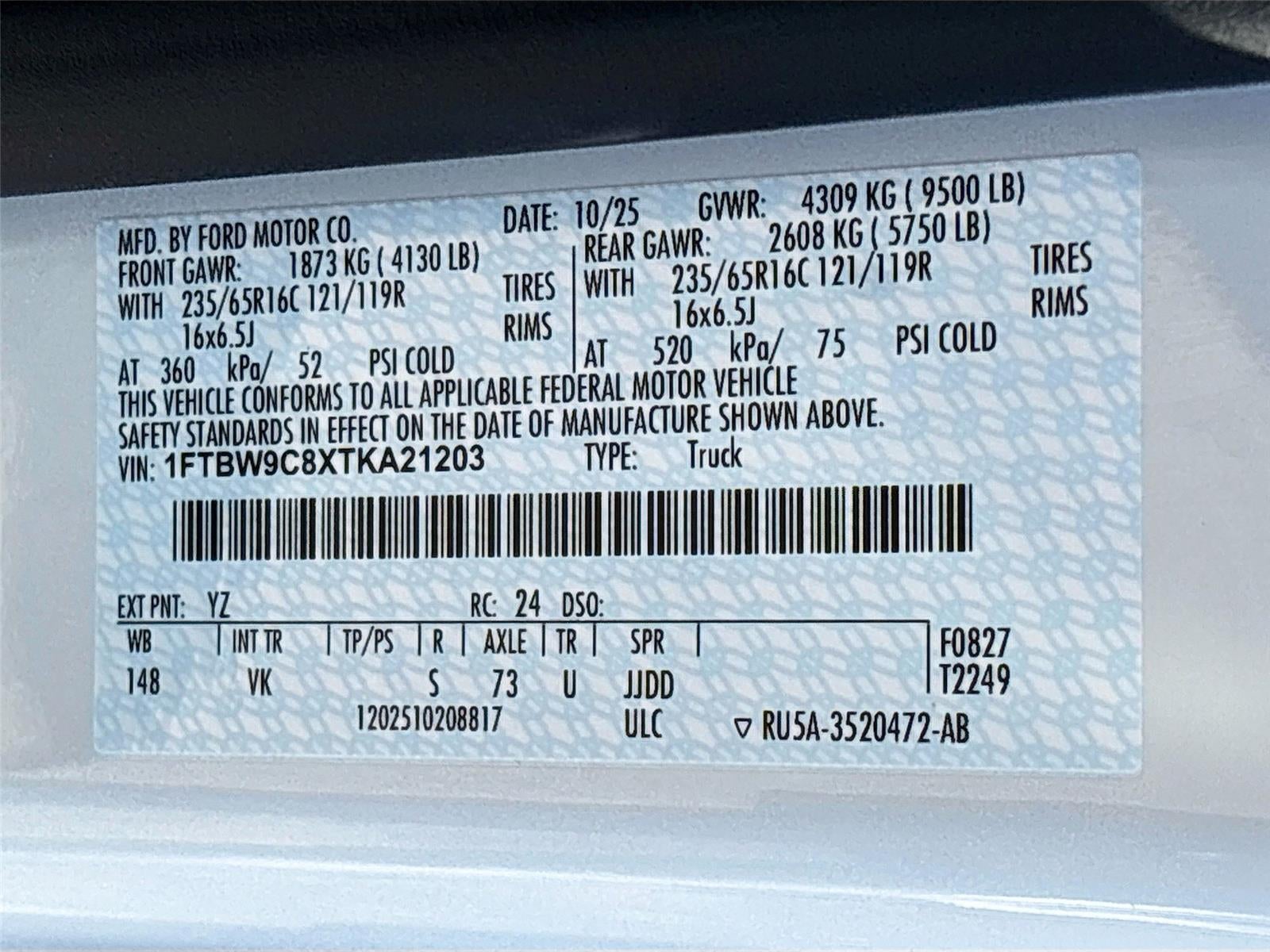 2026 Ford Transit Cargo Van T-350 148" Med Rf 9500 GVWR RWD