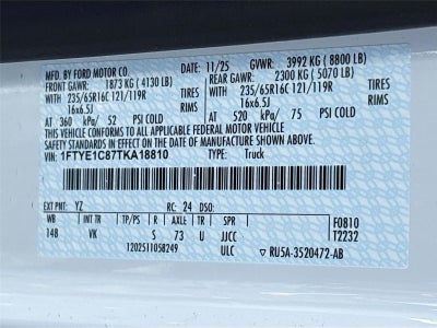 2026 Ford Transit Cargo Van T-150 148" Med Rf 8800 GVWR RWD