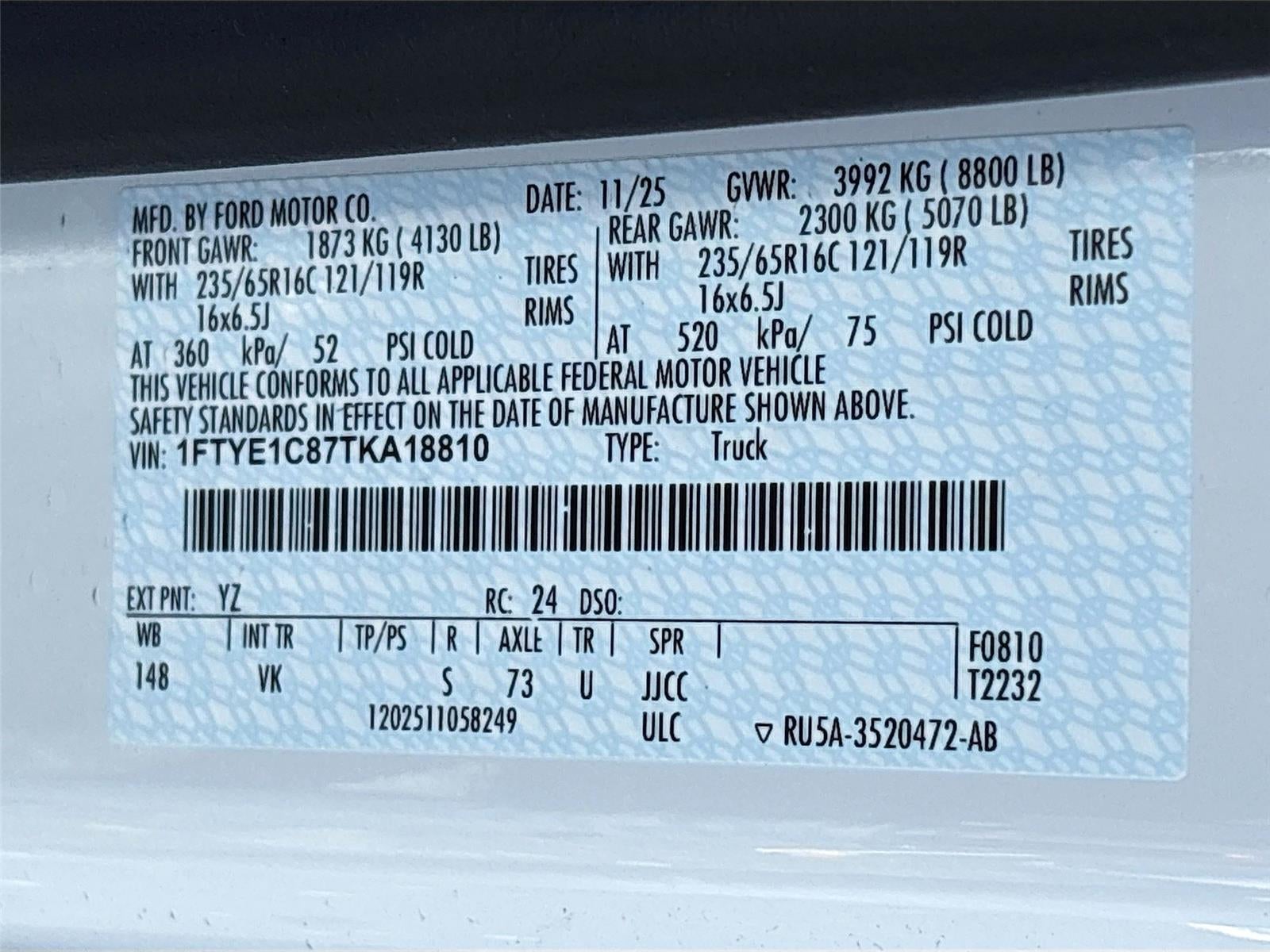 2026 Ford Transit Cargo Van T-150 148" Med Rf 8800 GVWR RWD