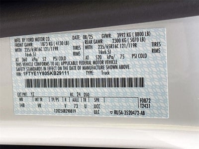 2025 Ford Transit Cargo Van T-150 130" Low Rf 8670 GVWR RWD