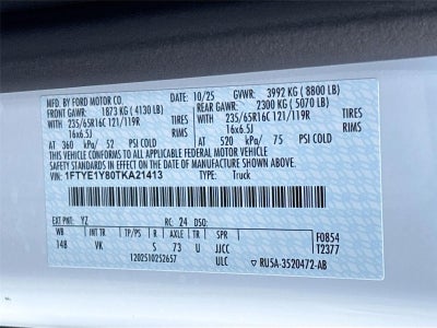 2026 Ford Transit Cargo Van T-150 130" Low Rf 8800 GVWR RWD