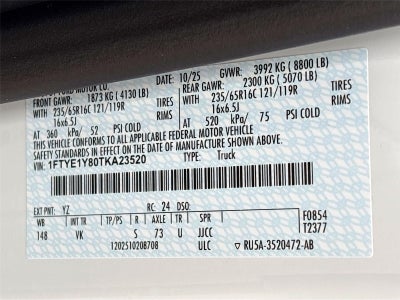 2026 Ford Transit Cargo Van T-150 130" Low Rf 8800 GVWR RWD