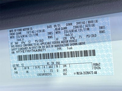 2026 Ford Transit Cargo Van T-150 130" Low Rf 8800 GVWR RWD