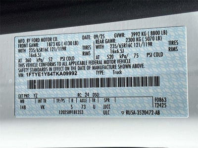 2026 Ford Transit Cargo Van T-150 130" Low Rf 8800 GVWR RWD