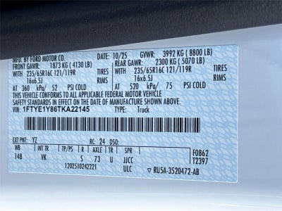 2026 Ford Transit Cargo Van T-150 130" Low Rf 8800 GVWR RWD