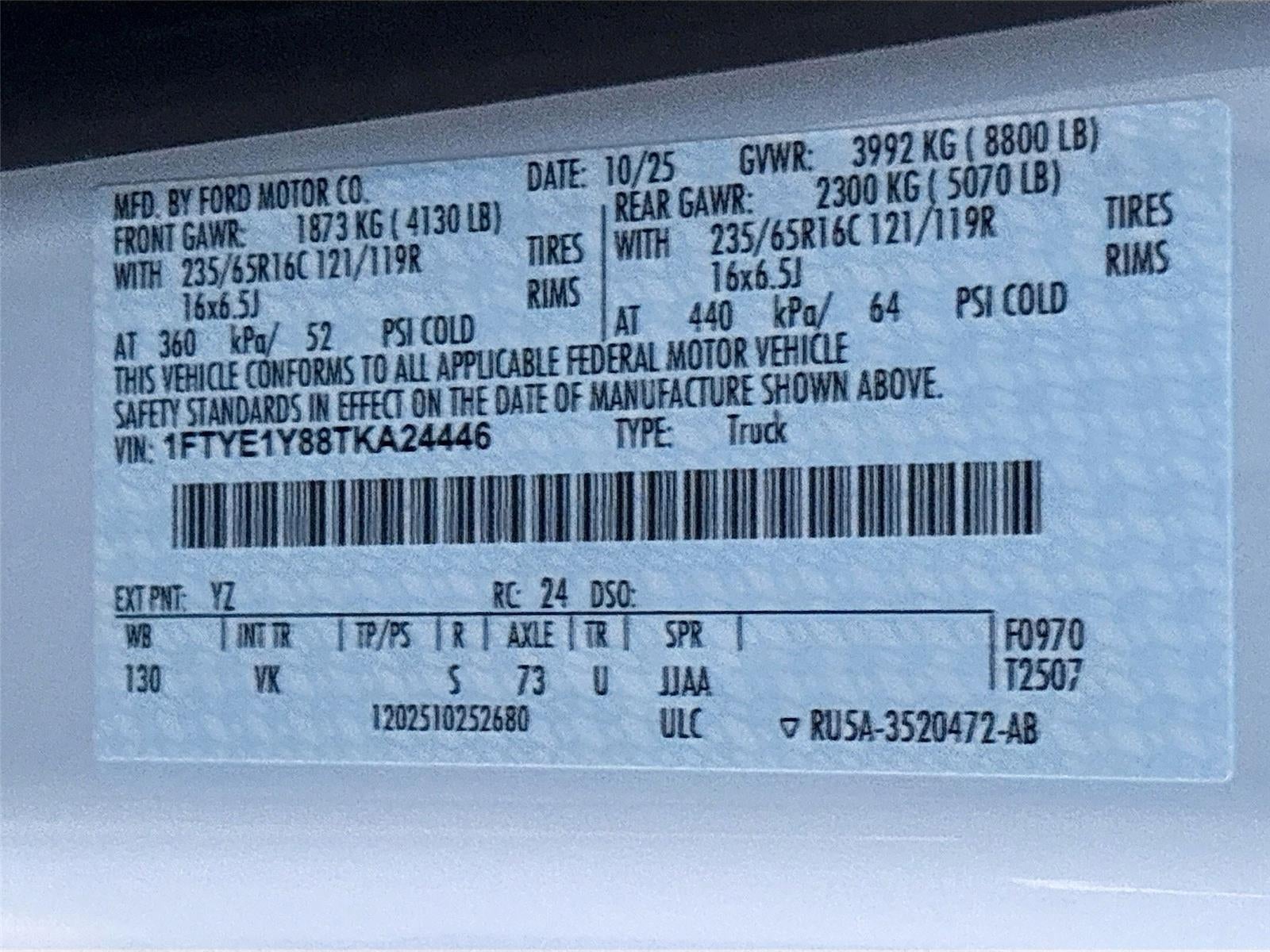 2026 Ford Transit Cargo Van T-150 130" Low Rf 8800 GVWR RWD