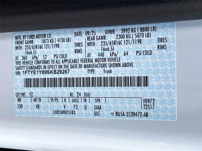 2025 Ford Transit Cargo Van T-150 130" Low Rf 8670 GVWR RWD