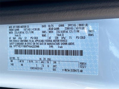 2026 Ford Transit Cargo Van T-150 130" Low Rf 8800 GVWR RWD