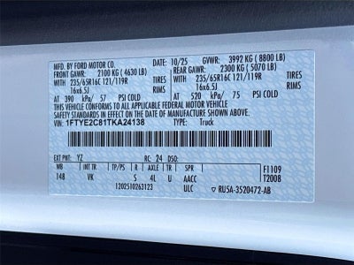 2026 Ford Transit Cargo Van T-150 148" Med Rf 8800 GVWR AWD