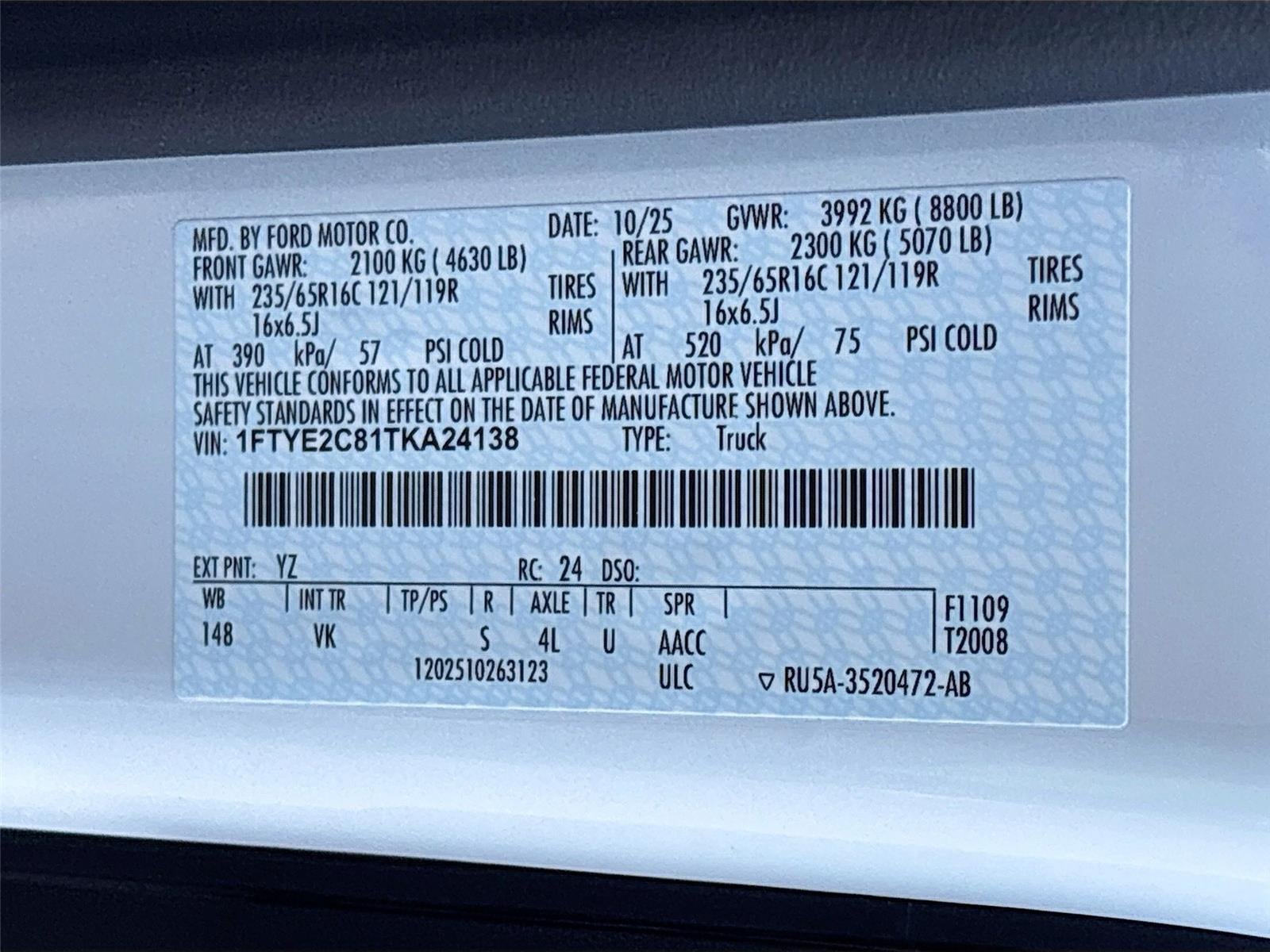 2026 Ford Transit Cargo Van T-150 148" Med Rf 8800 GVWR AWD