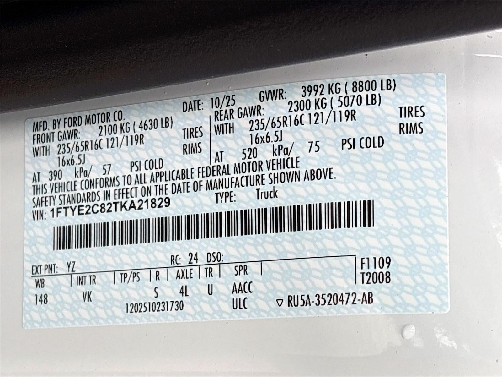 2026 Ford Transit Cargo Van T-150 148" Med Rf 8800 GVWR AWD