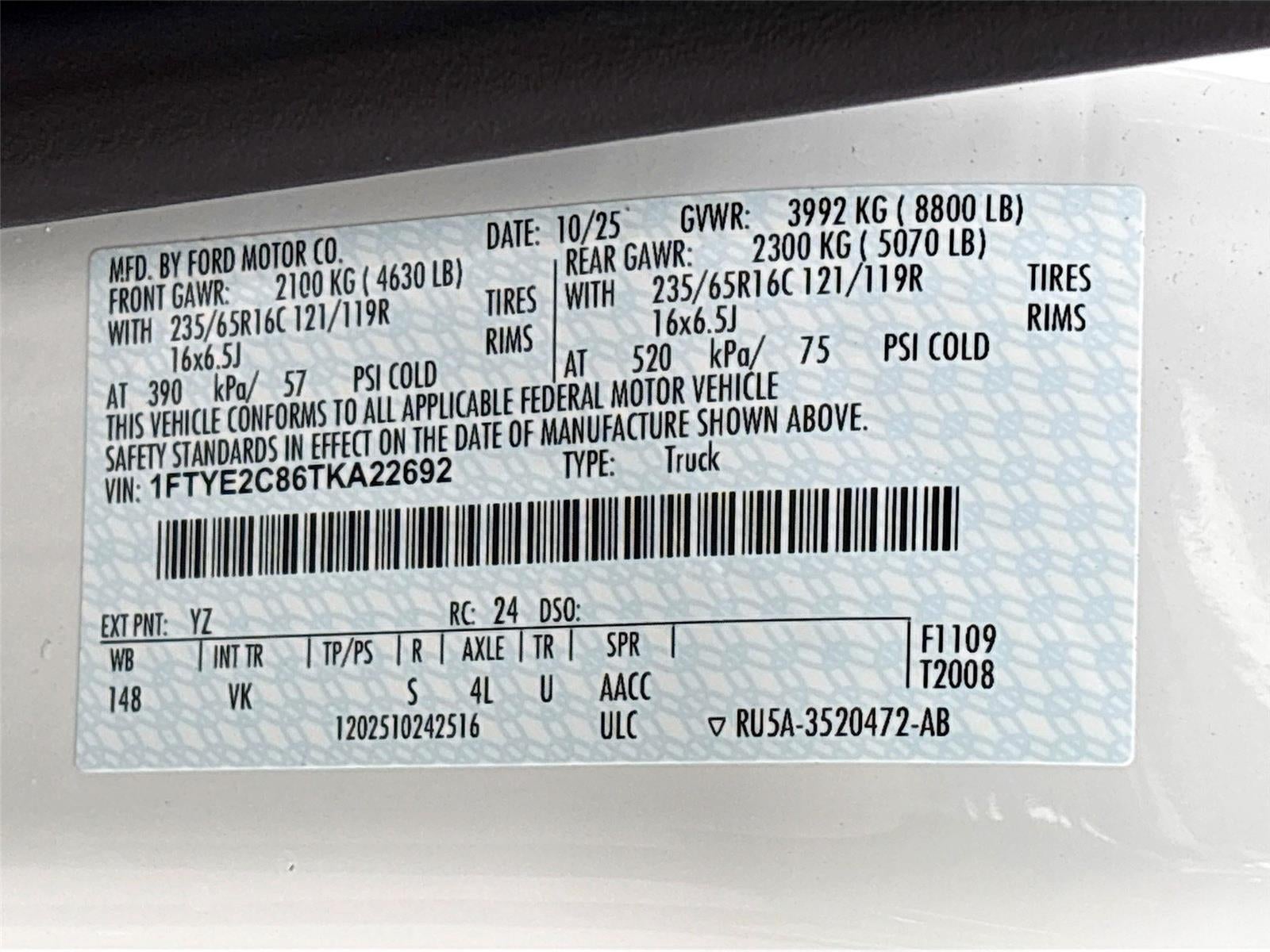 2026 Ford Transit Cargo Van T-150 148" Med Rf 8800 GVWR AWD