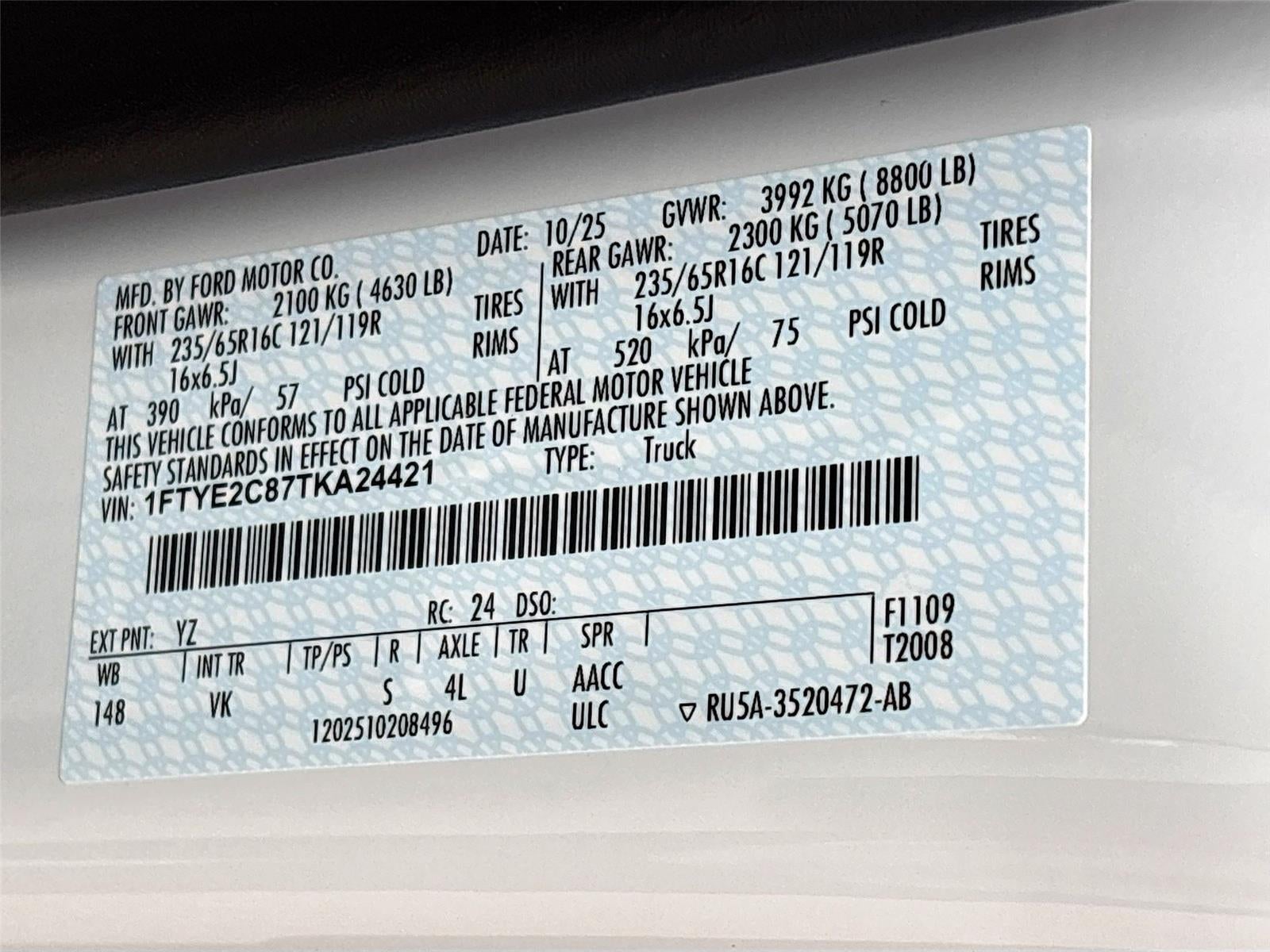 2026 Ford Transit Cargo Van T-150 148" Med Rf 8800 GVWR AWD