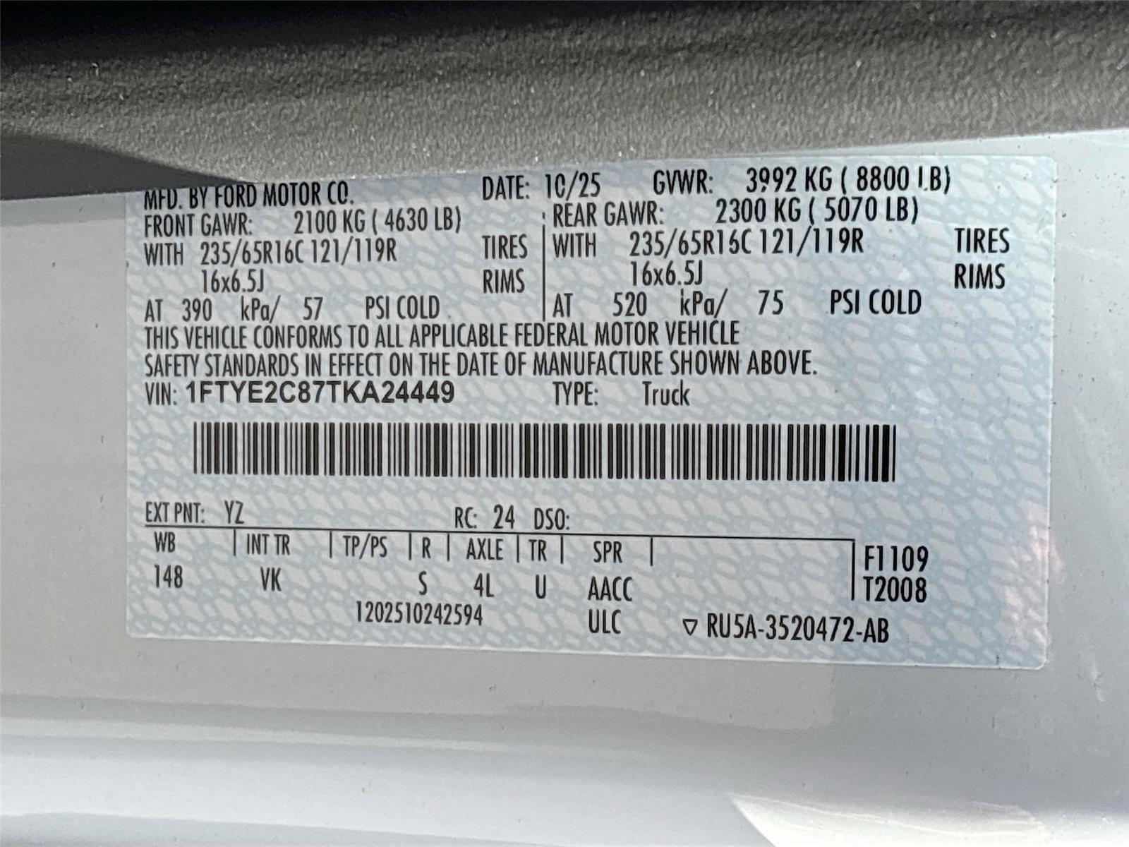 2026 Ford Transit Cargo Van T-150 148" Med Rf 8800 GVWR AWD