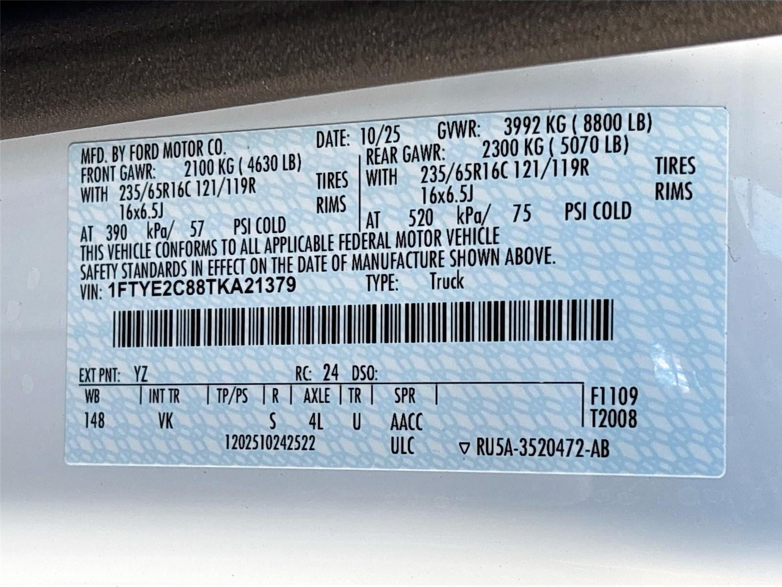 2026 Ford Transit Cargo Van T-150 148" Med Rf 8800 GVWR AWD