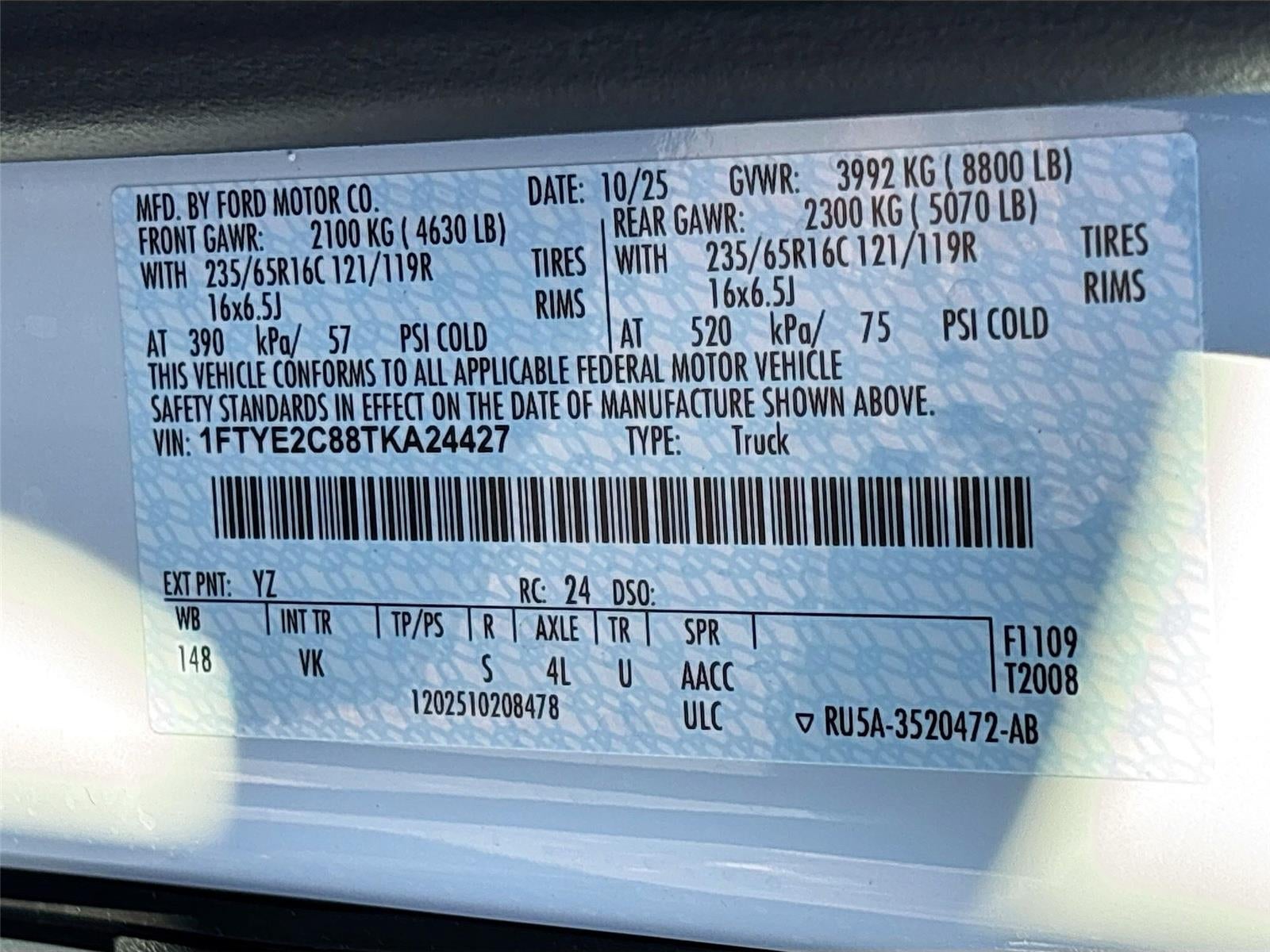 2026 Ford Transit Cargo Van T-150 148" Med Rf 8800 GVWR AWD