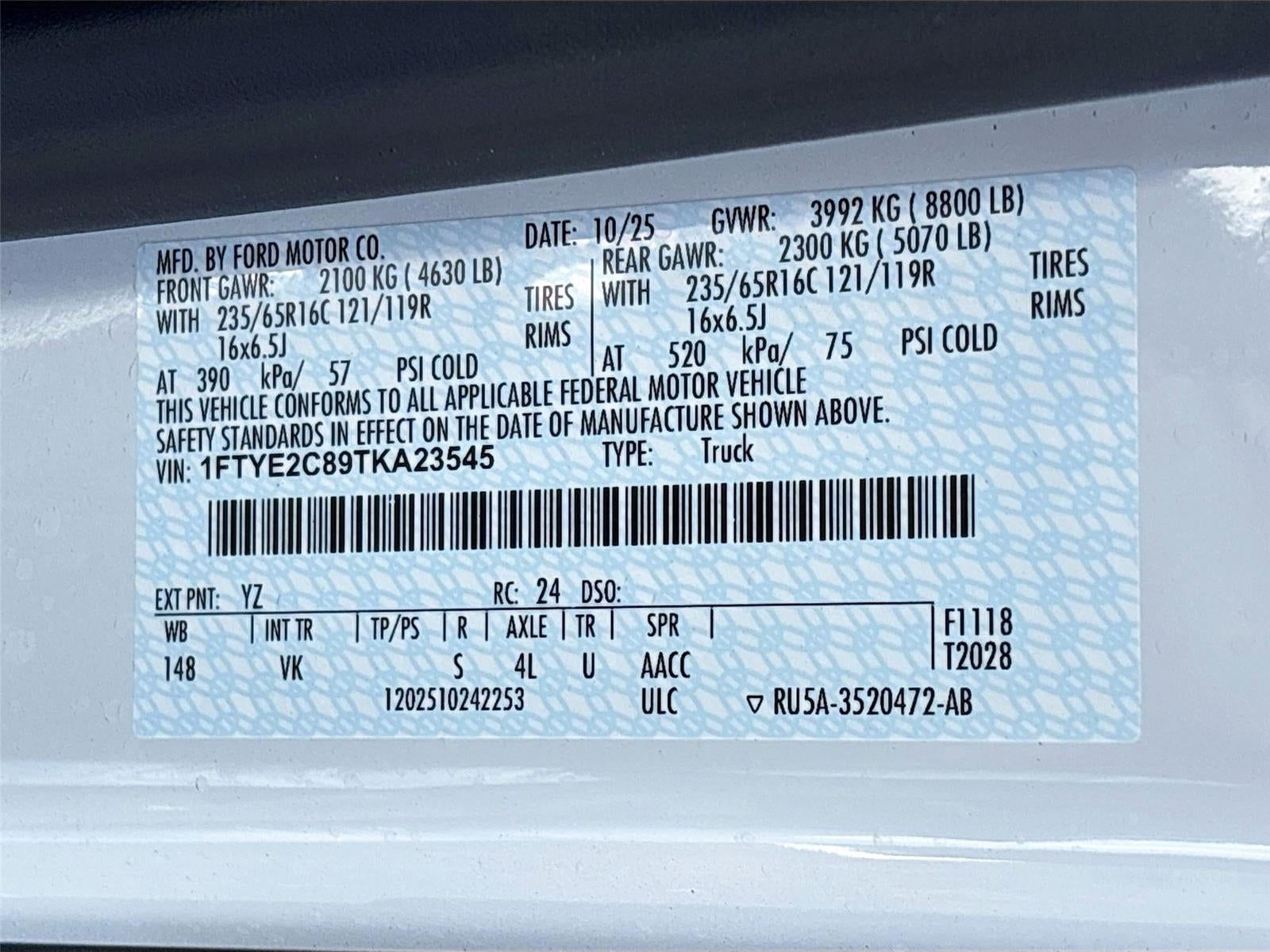 2026 Ford Transit Cargo Van T-150 148" Med Rf 8800 GVWR AWD