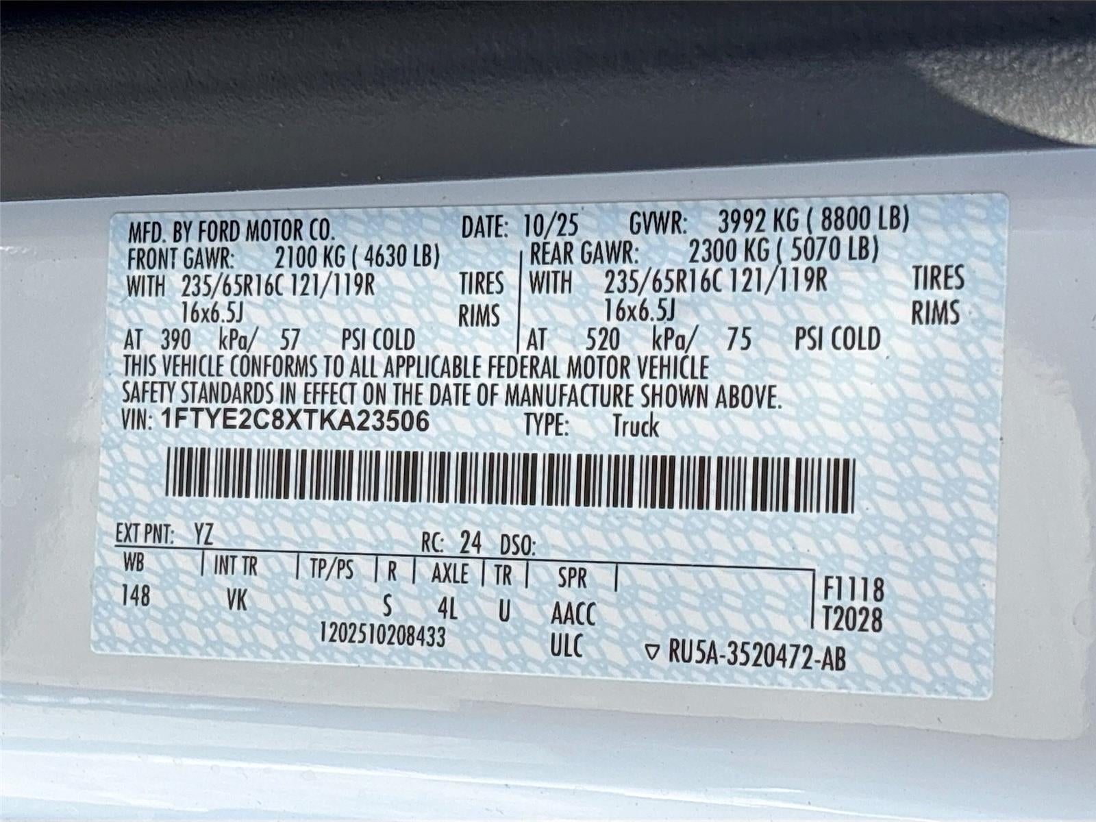 2026 Ford Transit Cargo Van T-150 148" Med Rf 8800 GVWR AWD