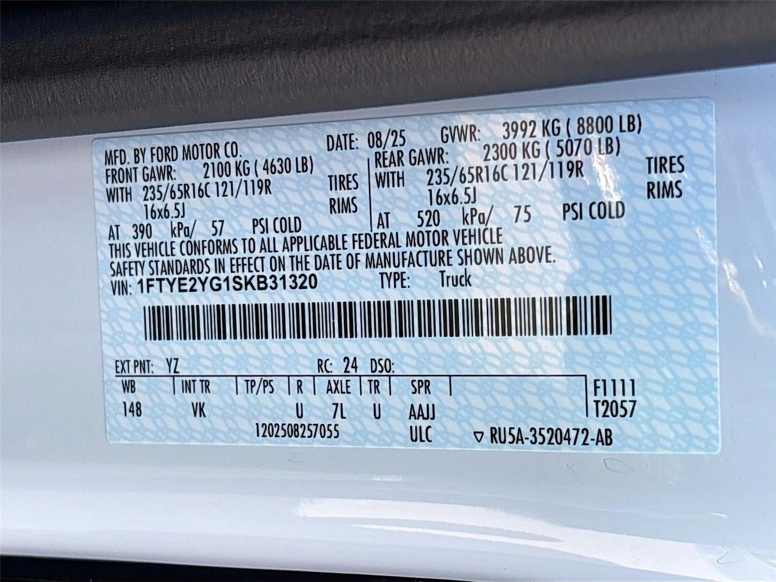 2025 Ford Transit Cargo Van T-150 130" Low Rf 8670 GVWR AWD