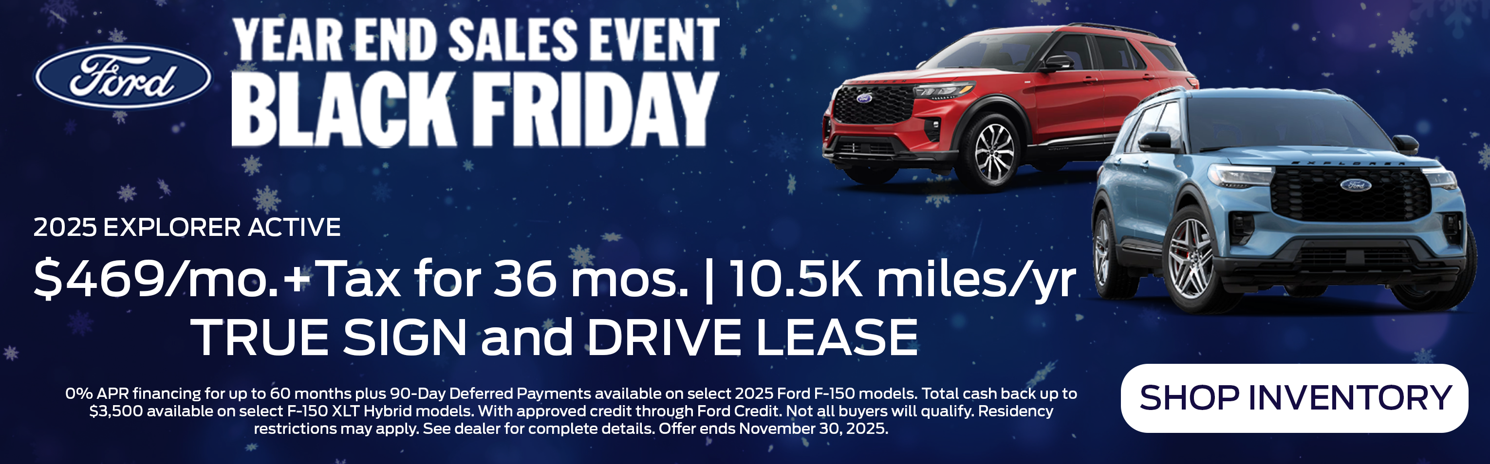 2025 Explorer Active Lease $469 per month plus tax for 36 months. 10,500 miles per year.