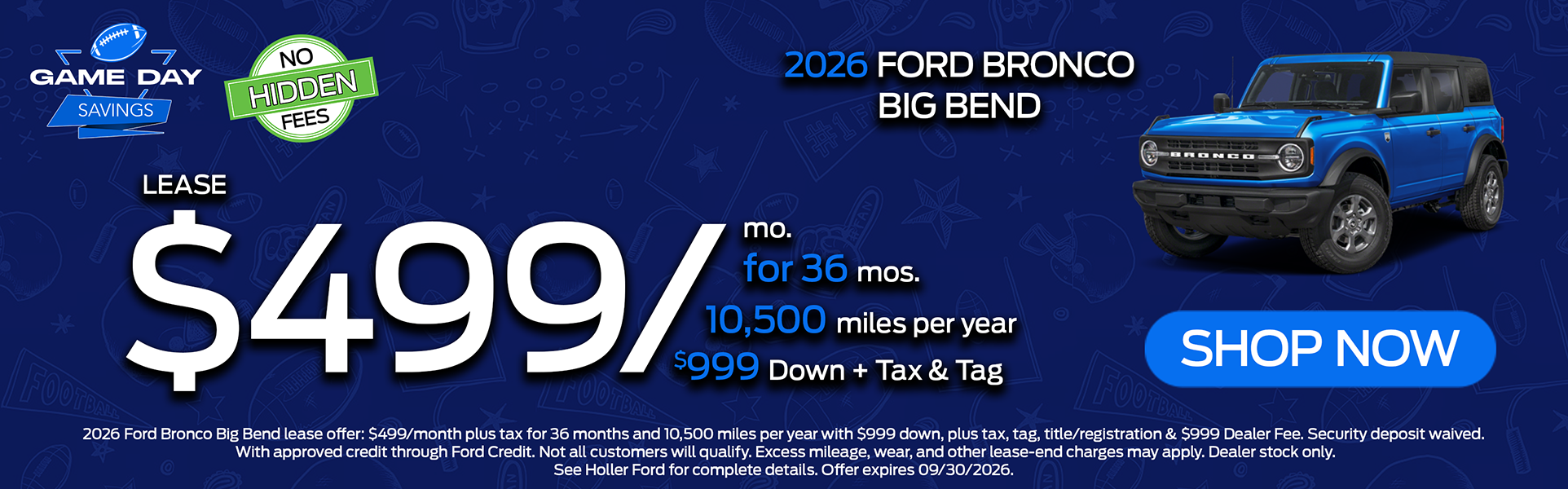 2026 Ford Bronco Big Bend Lease Offer