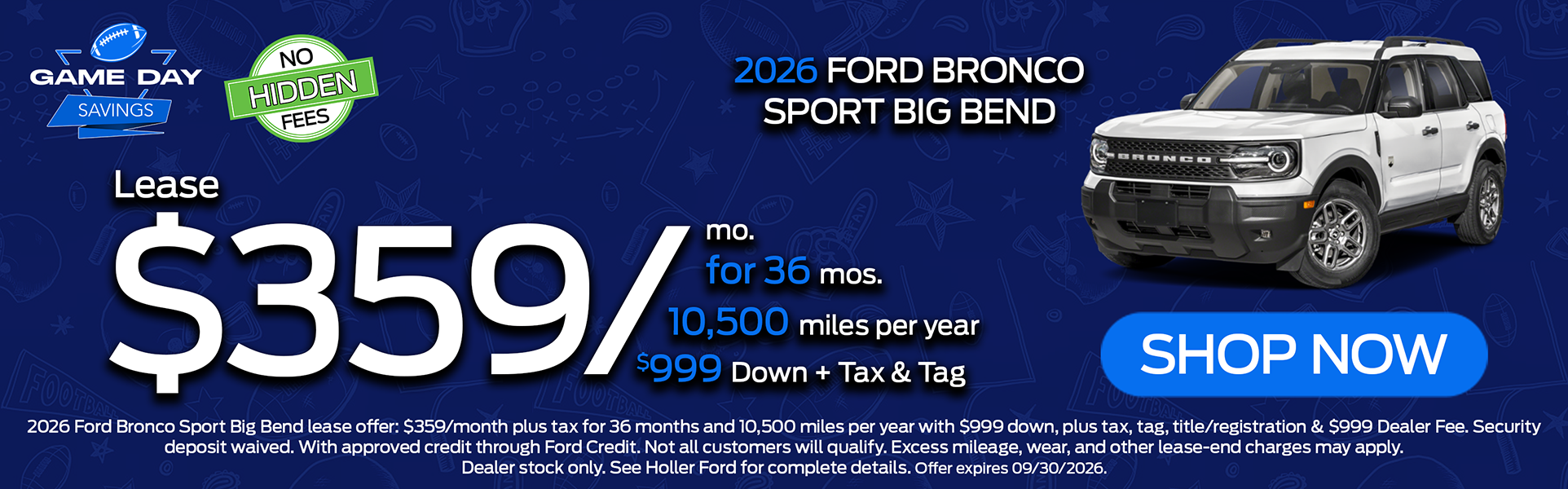 2026 Ford Bronco Sport Big Bend Lease Offer