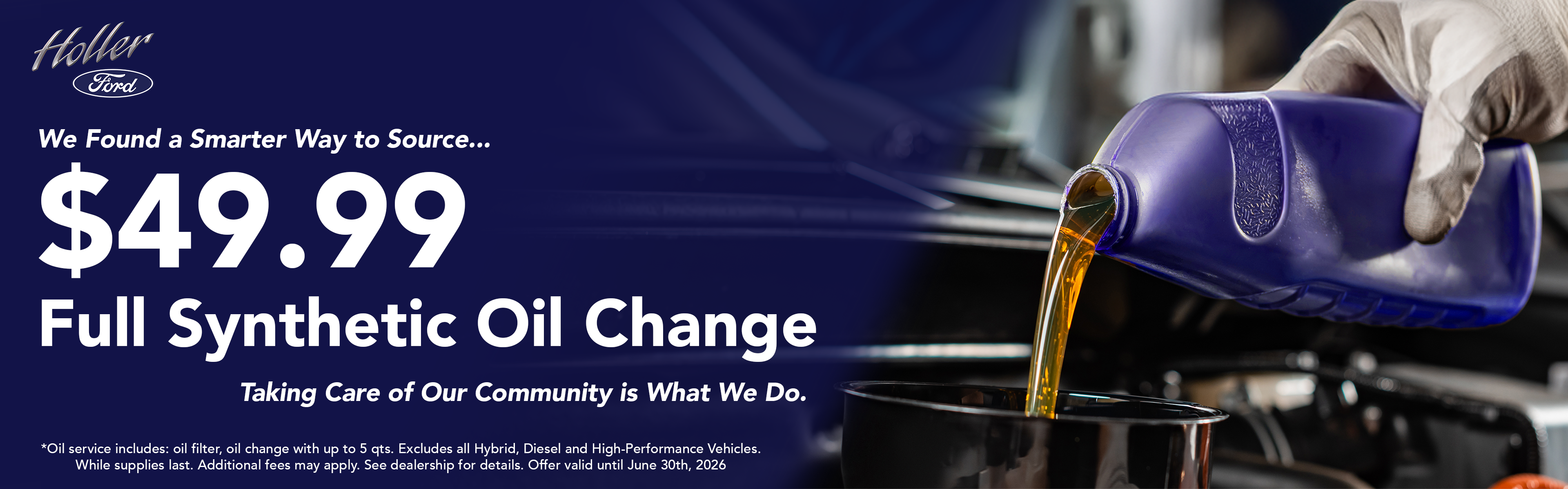 Full synthetic oil change, new low price.